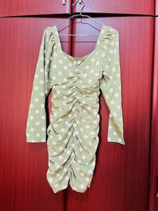 Polka Dot Dress Green - Size S