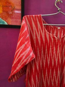 Red IKKAT Printed Kurti
