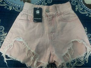 G-Star Raw Distressed Pink Denim Shorts