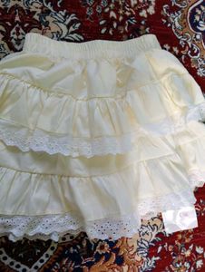 light yellow lolita lace Tiered Ruffle Mini