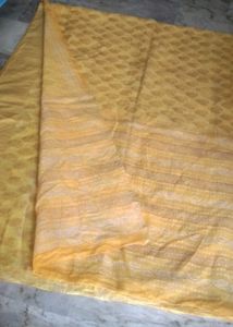 yellow printed saree attached fall