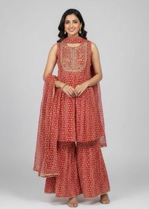 Elegant Printed Kurta Sharara Set