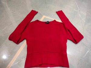 RED 🍒 CROPPED WOOL TOP