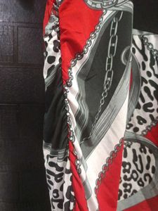 Patterned Red &amp; Black Dress