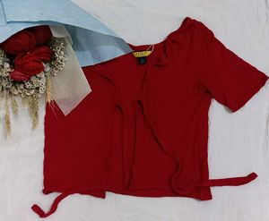 Red Cute Tie Top