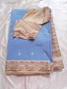 Embroidery Work Silk Saree With Blouse