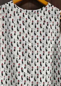 Kitty Print High Low Tunic Top