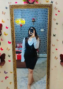 Woolen Middy Dress With Ruffle Shirt