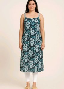 Floral Print adjustable Strap Sleeves Kurta