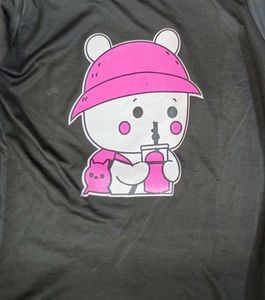 Cute Printed Women&#39;s T-Shirt (Black)