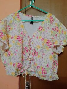 Floral Lace-Up Top