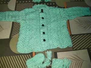 Kids Handknit Crochet Set With Booties Hat