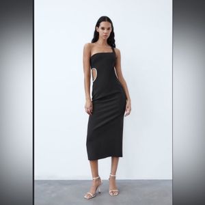 Zara Limited Edition Rhinestones Cutout MIDI Dress