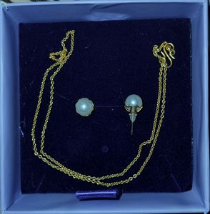 Pearl Earrings and Chain Set