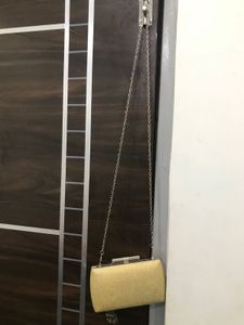 Silver Clutch Cum Sling Bag