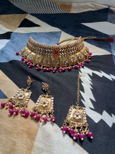 Red Bridal Elegant Gold Choker Set