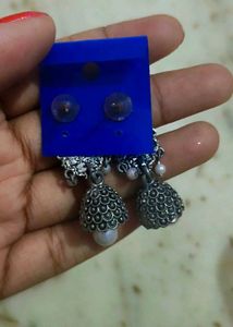 Silver Peacock Jhumka