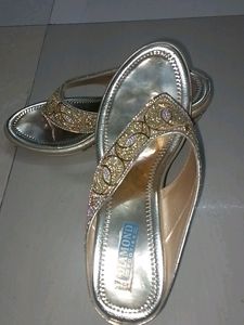 Golden Partywear Wedges Footwear Size -39