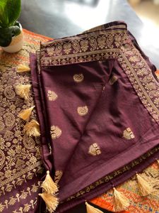 Maroon Cotton Saree Brand New