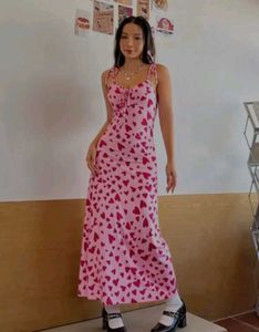 Pink Hearted Fish Shaped Long Dress