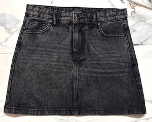 Black Denim Mini Skirt