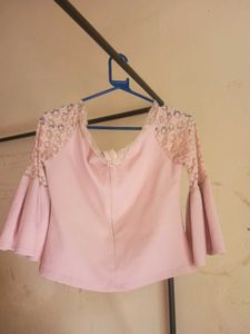 off shoulder pink top
