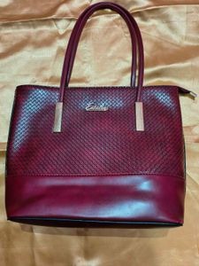 Burgundy Woven Tote Bag