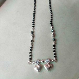 Pure Silver CZ Double Heart ❤️ ❤️ Mangalsutra