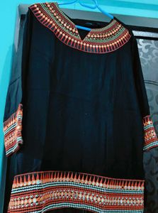 Embroidered Detail Black Tunic