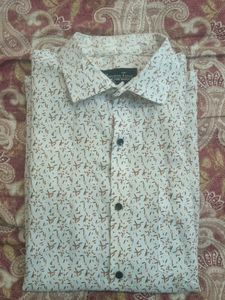 White Formal Mens Printed Shirt