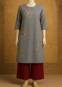 🇳🇿💫❤️Embroidered Grey Tunic Kurti