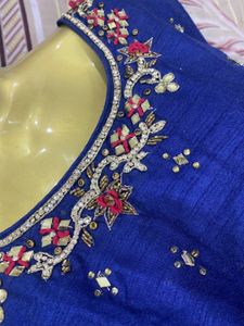 Pink &amp; Blue Anarkali Dress With Dupatta