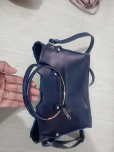 Combo Nevy Blue Handbags &amp; Nude Siling Bag