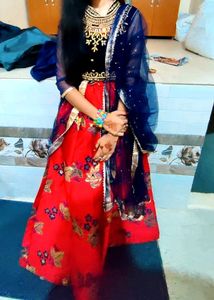 Red Blue Lehanga