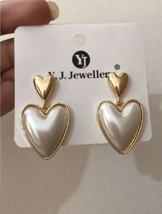 Pearl White Heart Shaped Drop Earrings