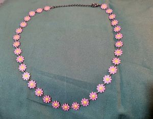 Pink Daisy Metal Floral Neckpiece