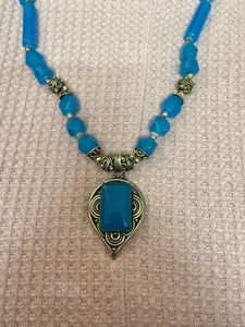 Boho Charm Blue Beaded Necklace