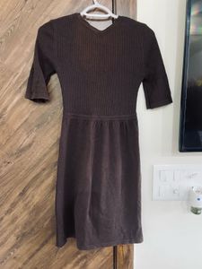 Brown Knit Mini Dress
