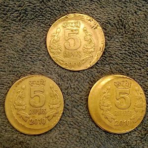 Rare 5 Rupee Shift Error Coins Set (3 Pcs)