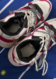White Multi Colour Trendy Shoes