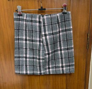 Grey Plaid Mini Skirt