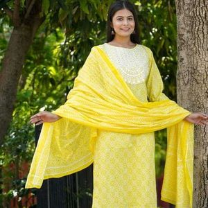Lime Green Mirror Work Salwar Kameez