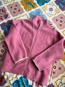 Pink Knit Zip-Up Jacket