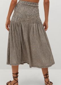 MNG Beige &amp; Black Gingham Checked A-line Skirt