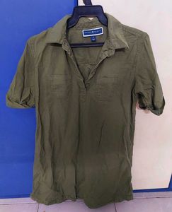 Olive Green Shirt Top, Karen Scott, unused
