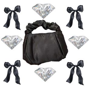 Pinterest Aesthetic Satin Bow Black Handbag