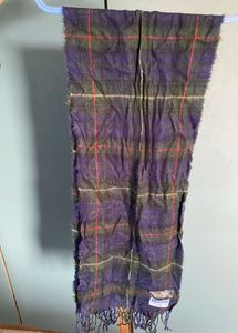 korea Navy Green Check Wool‑Touch Scarf