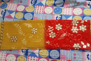 Red-Yellow ♥️ 💛 Embroidered Saree