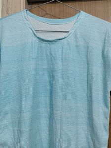 Ice Blue Strip T Shirt For Sale