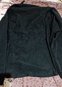 Cute Black Tie-Front Top